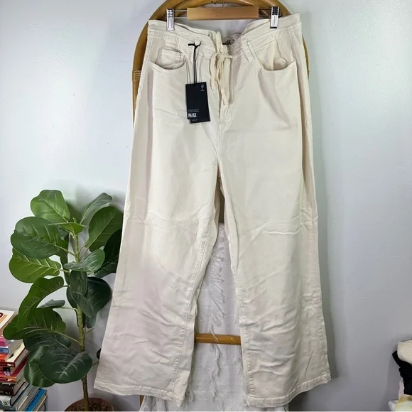 NWT PAIGE Carly Waistband Tie Warm Ecru sz 32 - Picture 5 of 8